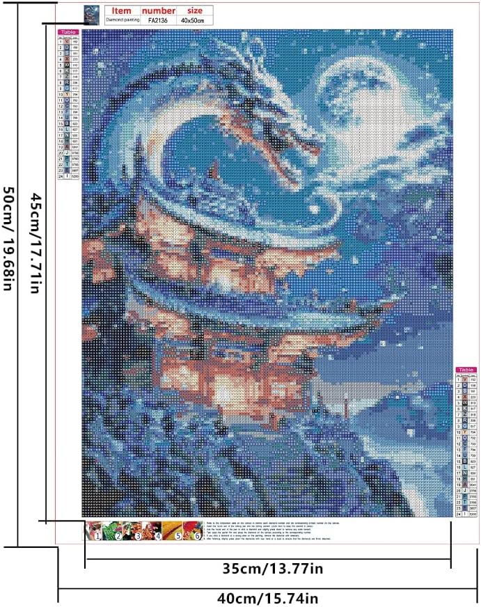 5D DIY Square Drill Diamond Painting Drachen 40x50 cm 3D Ai Diamond Painting Eckige Steine Diamant P