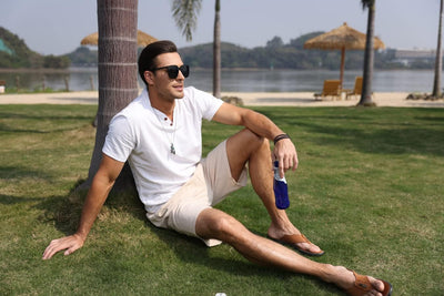 CTU Herren-Shorts aus Baumwolle und Leinen, für den Sommer, lässig, mit elastischen Taillentaschen,