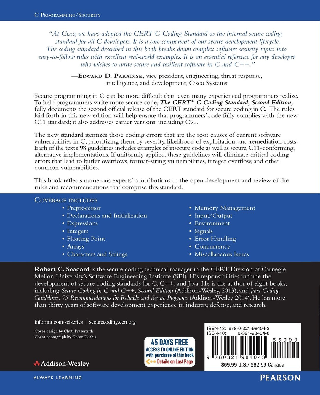 CERT® C Coding Standard, Second Edition, The: 98 Rules for Developing Safe, Reliable, and Secure Sys