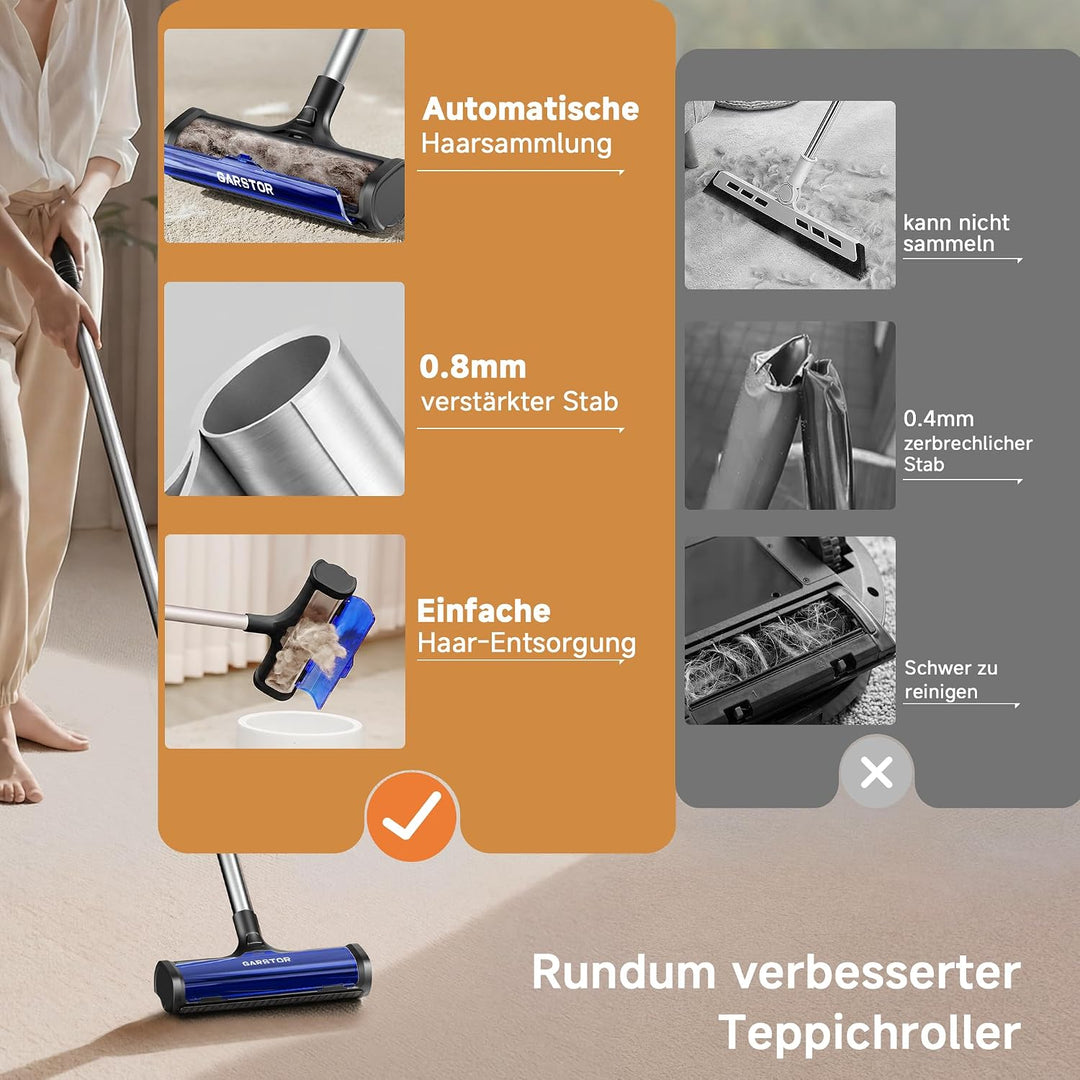 Fusselrolle Teppichbürste für Tierhaare Wiederverwendbarer 1,5 m | Tierhaarentferner Teppichkehrer F