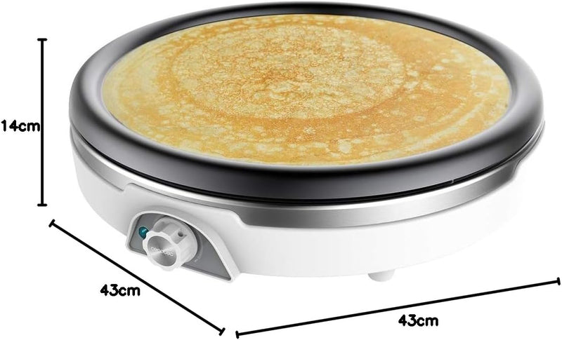 Cecotec Crepera Fun Crepestone XL INOX. 1350 W, Acero inoxidable, Placa con Revestimiento Antiadhere