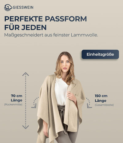 GIESSWEIN Merino Lambswool Cape - Eleganter Feinstrick Überwurf aus Lammwolle, Merinowolle Cape für