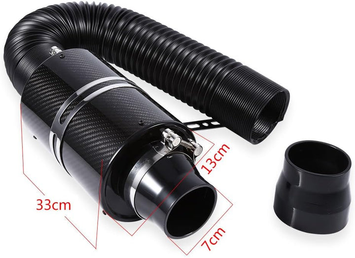 Kalten Lufteinlass Kit Kohlefaser Sportluftfilter Auto Luftfilter Intake Flow Hose Pipe, 3"