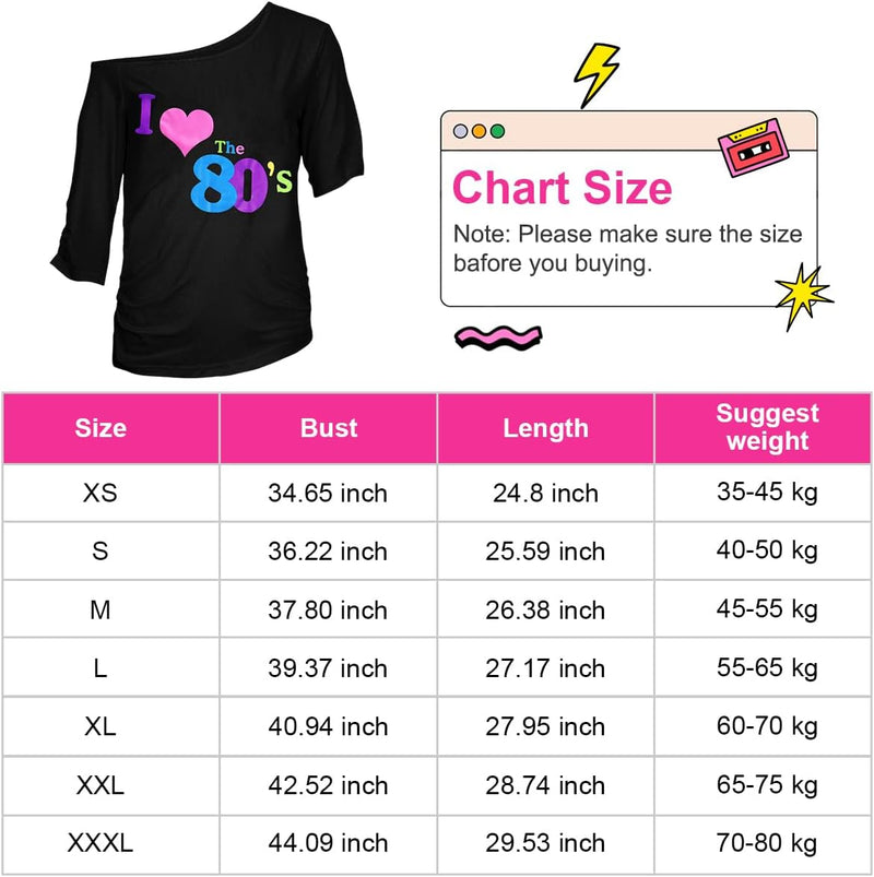 80er 90er Jahre Outfit Damen, I Love 80s T-Shirt, Beinwärmer, Stirnband, Ohrring, Halskette, Netzhan