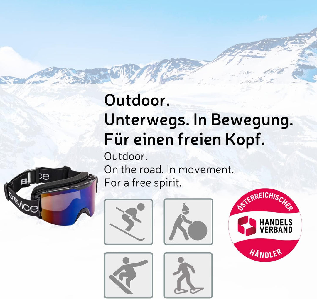Black Crevice Skibrille im Frameless Design I Ski-Brille in verschiedenen Farben I Snowboard-Brille