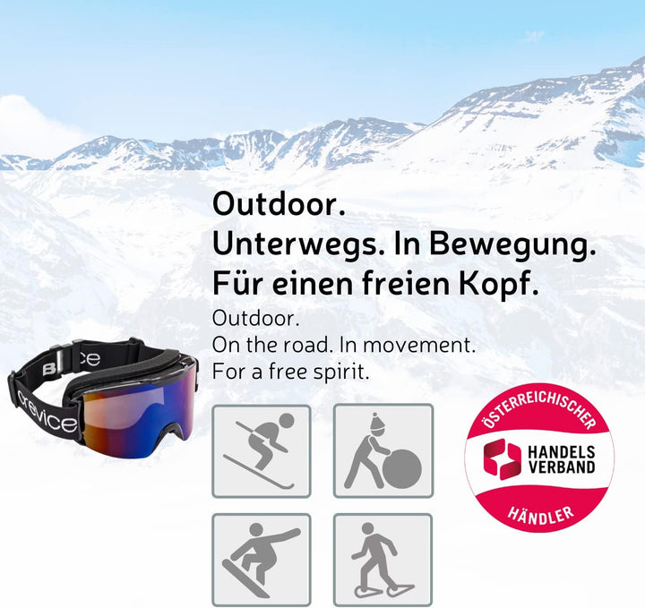 Black Crevice Skibrille im Frameless Design I Ski-Brille in verschiedenen Farben I Snowboard-Brille