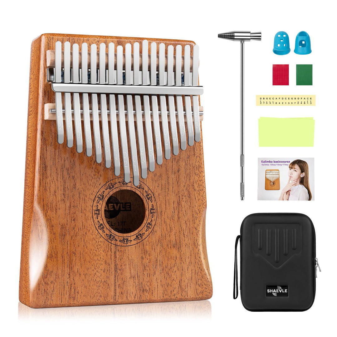 Shaevle Kalimba Daumenklavier, 17 Tasten Musikinstrument Inkl. Fingerklavier Tragetasche Stimmhammer