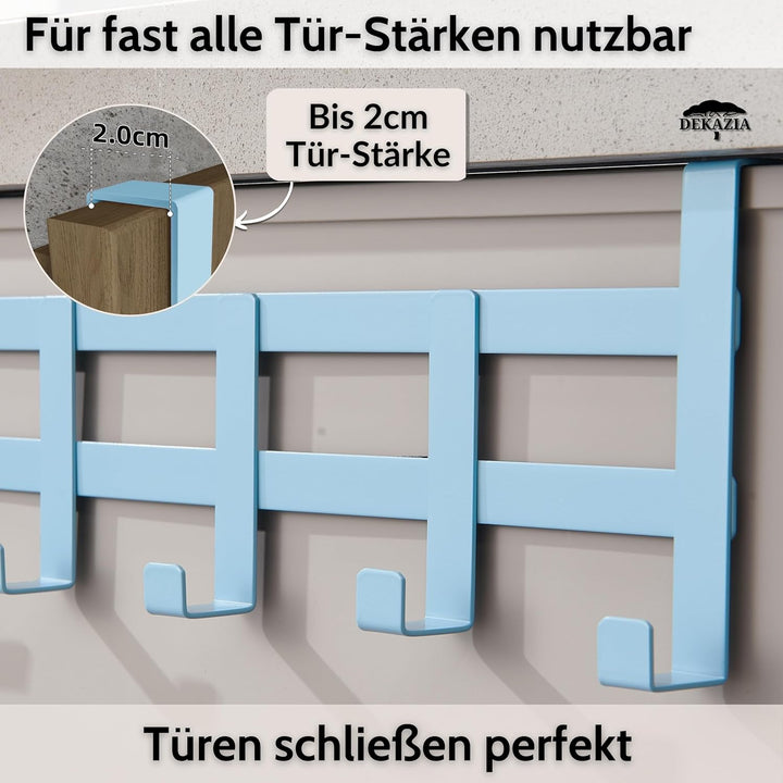 DEKAZIA® Türgarderobe Blau zum Einhängen – Bunte Kleiderhaken, Hakenleiste &amp; Garderobenhaken – Prakt