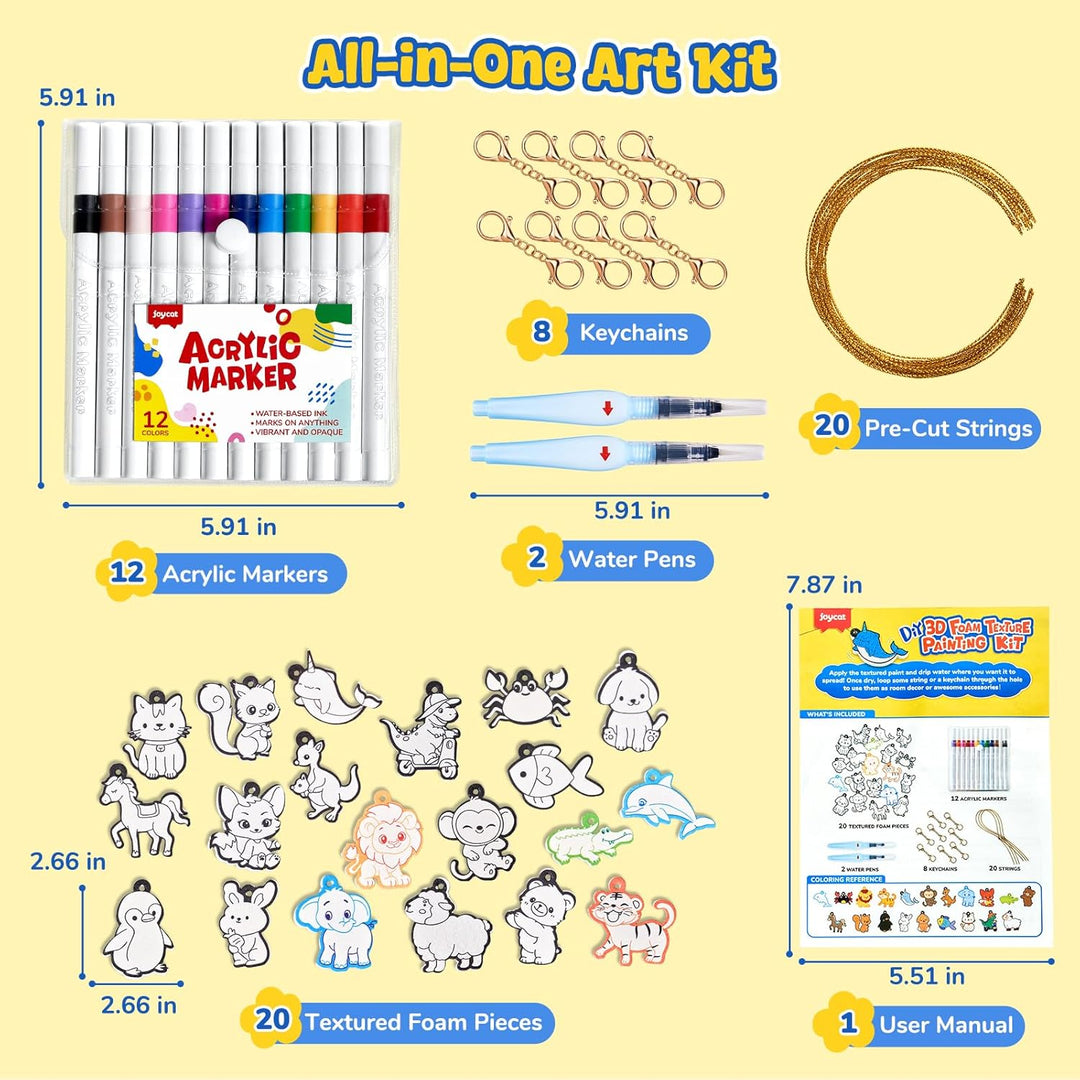 JoyCat 3D Kunst-Set, Tier Magic Puffy Paint Set, Schmutzfreie Malset Bastelset für Kinder, Kreative