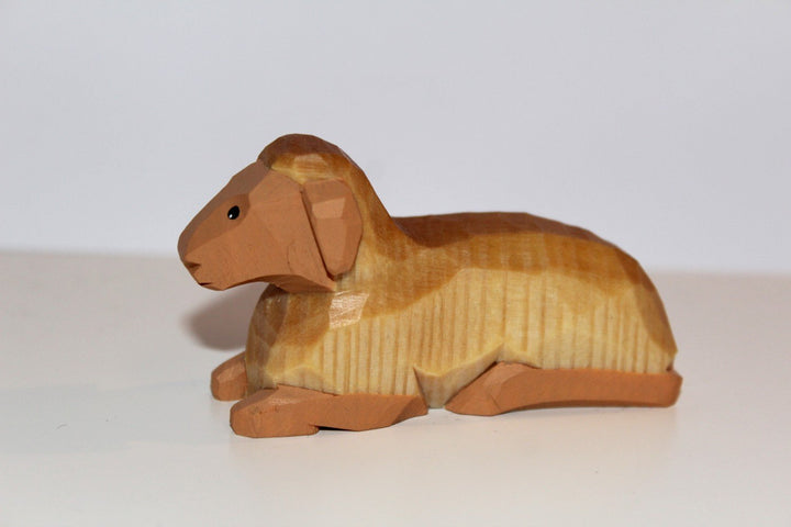 Krippenfiguren * Schaf hell liegend im Baumwollbeutel * 1510
