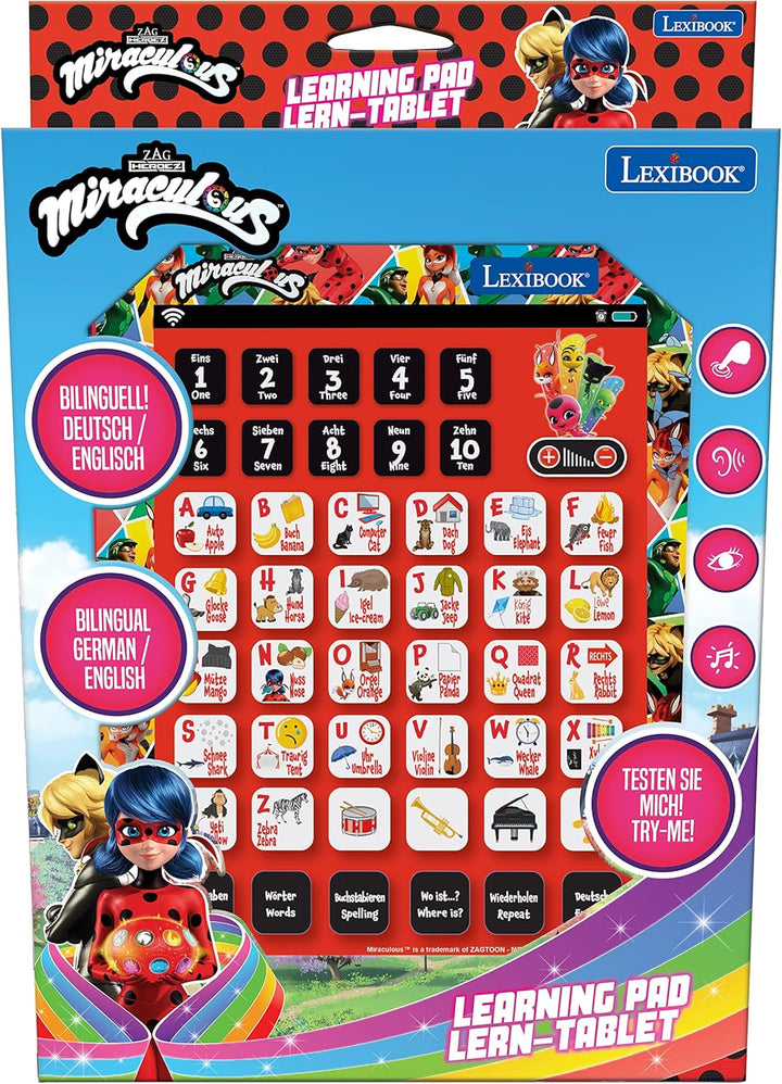 Lexibook, Miraculous Ladybug Cat Noir, Educational Bilingual Interactive Tablet, Spielzeug zum Lerne
