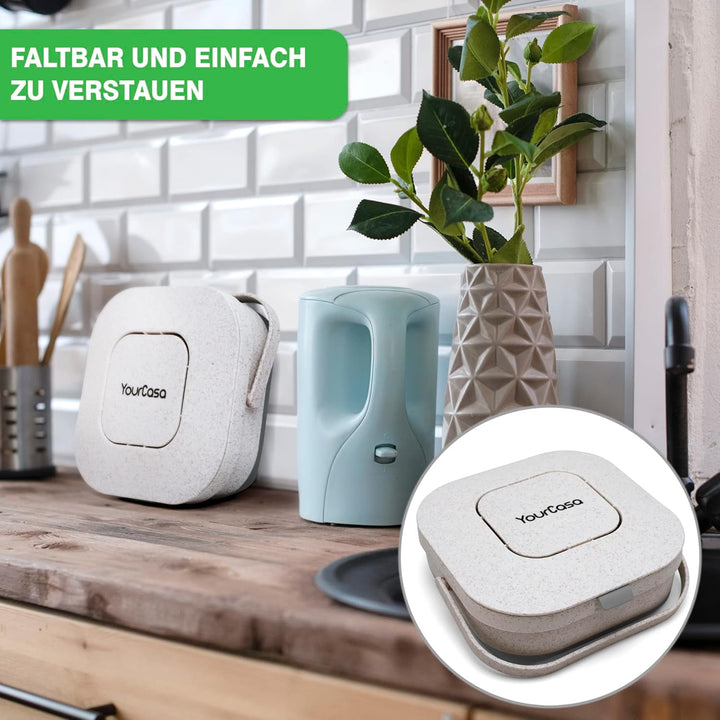 YourCasa® Faltbarer Biomülleimer 4L - kompakter Bio Mülleimer mit geruchsdichtem Aktivkohlefilter-De
