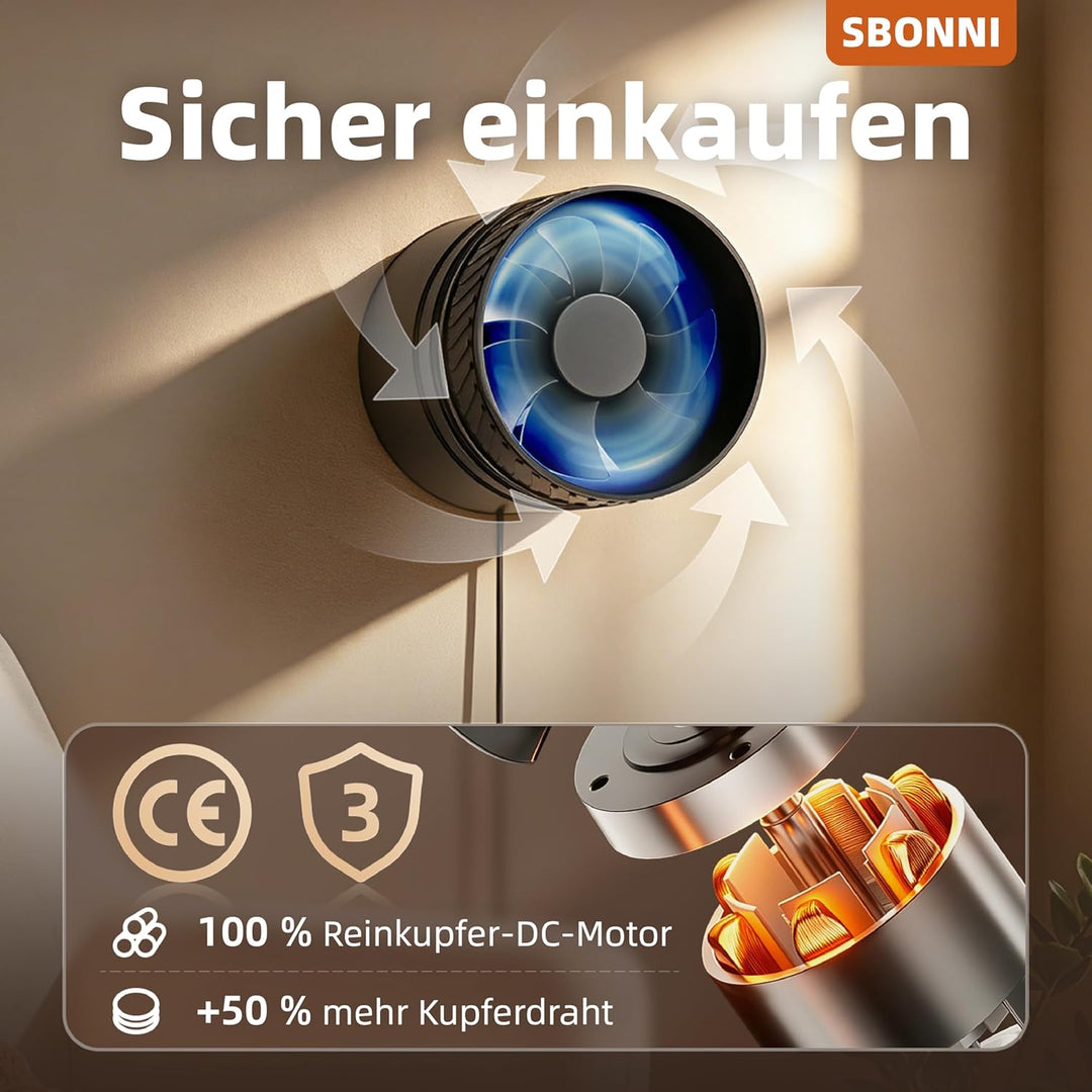 100 mm Rohrventilator mit Timer, 8 Stufen Rohrlüfter 310 m³/h, mit Überhitzungsschutz, Inline Abluft
