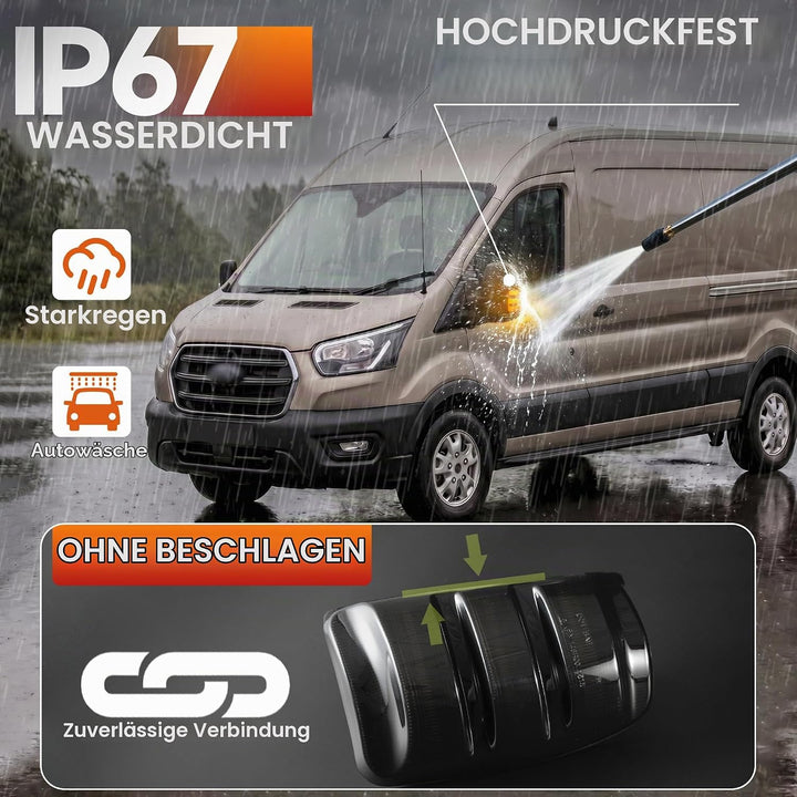 LED Spiegelblinker für Fo.rd Transit MK8 2014-2025, Rückspiegel Blinkleuchte für Wohnmobil, E-Prüfze