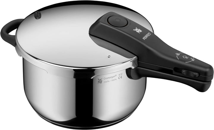 WMF Perfect Schnellkochtopf Induktion 4,5l, Dampfkochtopf, grosses Kochsignal, 2 Kochstufen, abnehmb
