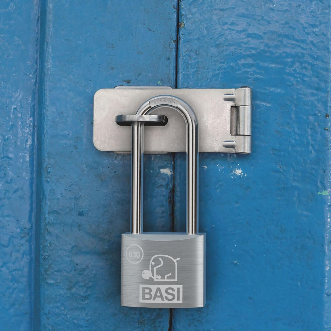BASI | 4er Set Vorhangschloss | 40 mm | verschiedenschliessend | hoher Bügel | massives Aluminium-Ge