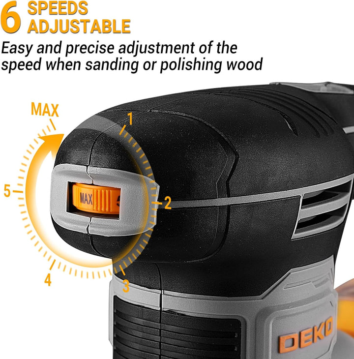Multischleifer: DEKOPRO Deltaschleifer,Exzenterschleifer 125 mm un Schwingschleifer 3 in 1-6-Speed E