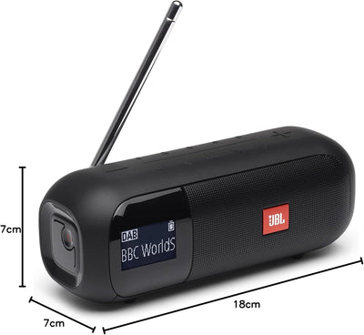 JBL Tuner 2 Radiorekorder in Schwarz – Tragbarer Bluetooth Lautsprecher mit MP3, DAB+ & UKW Radio –