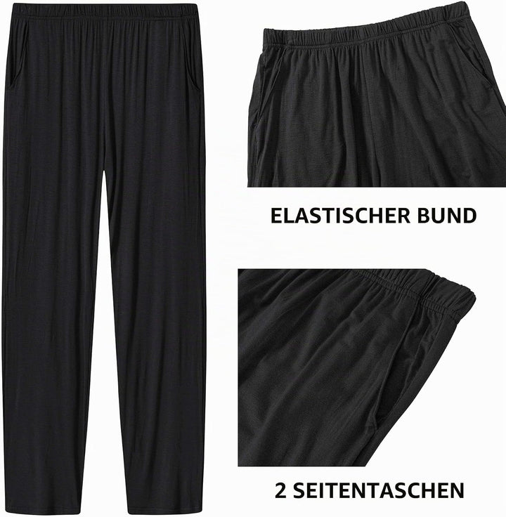 MoFiz Damen Schlafanzughose Lang Schlafhose Modal Nachtwäsche Weich Pyjamahose XS Dunkelgrau + Schwa