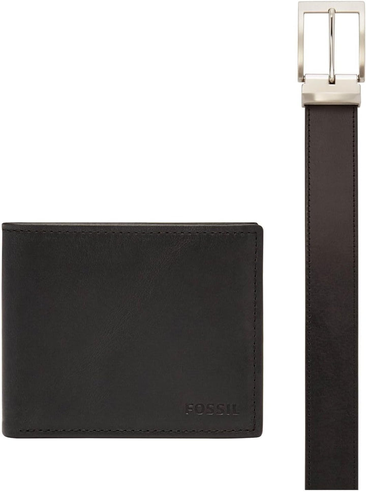 Fossil mens Derrick Travel Accessory Bi Fold Wallet, Schwarz, 11.43 cm L x 1.91 W 8.89 H EU, Schwarz