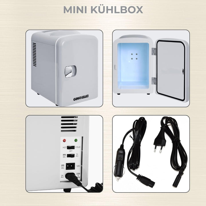 Gino Gelati 4 Liter 2 in 1 Mini Kühlschrank Kühlbox Warmhaltebox Campingkühlschrank 12 & 220 Volt, k