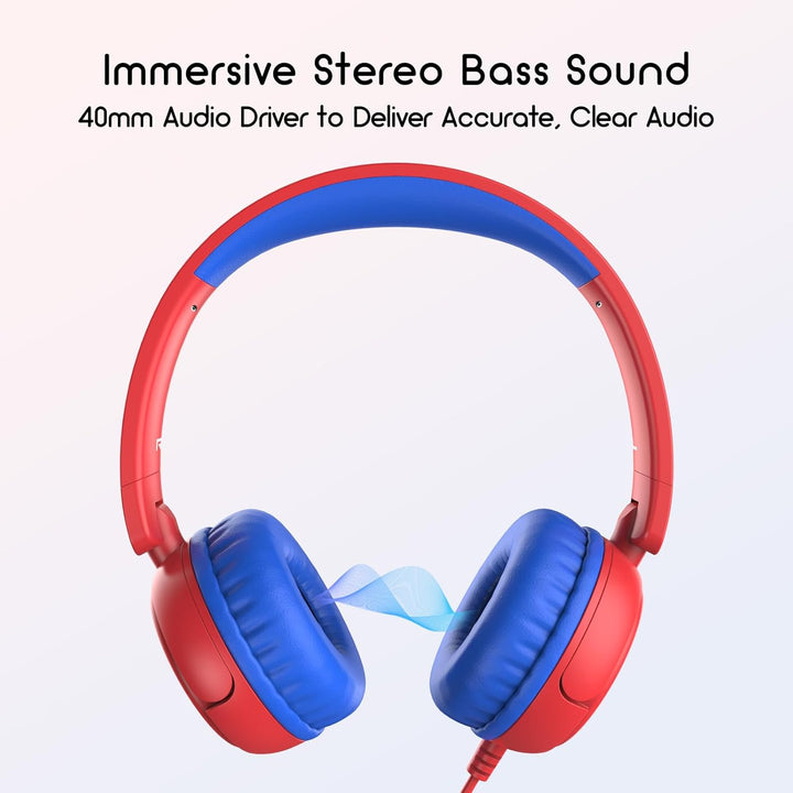 IMYB Kinder kopfhörer, Kopfhörer für Kinder mit Kabel, faltbar, Stereo Sound, Sichere Lautstärkebegr