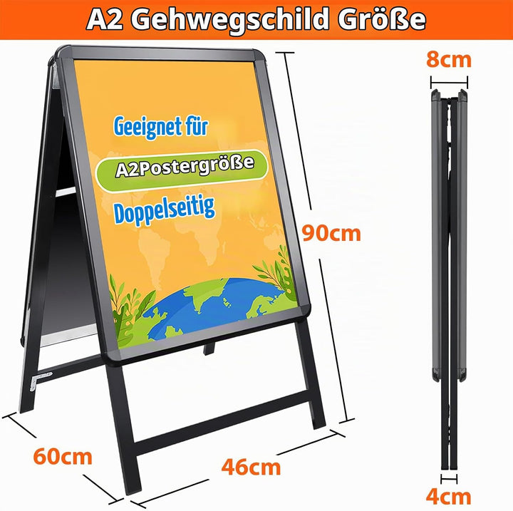 DIN A2 Kundenstopper Outdoor, Plakatständer wetterfest, doppelseitiger Aufsteller inklusive Schutzfo