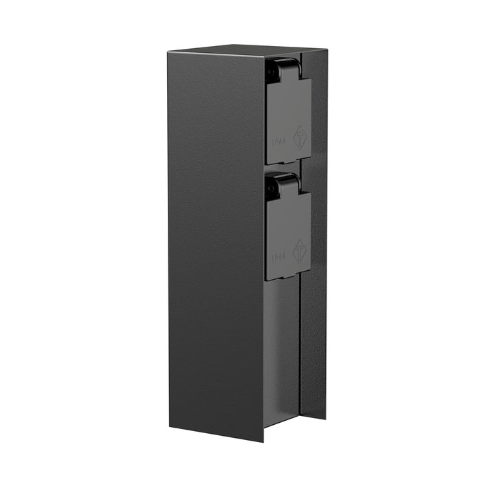 ledscom.de Garten Steckdosensäule POMI für aussen, IP44, 2-fach, schwarz, eckig, 23 cm 1 pieza (paqu
