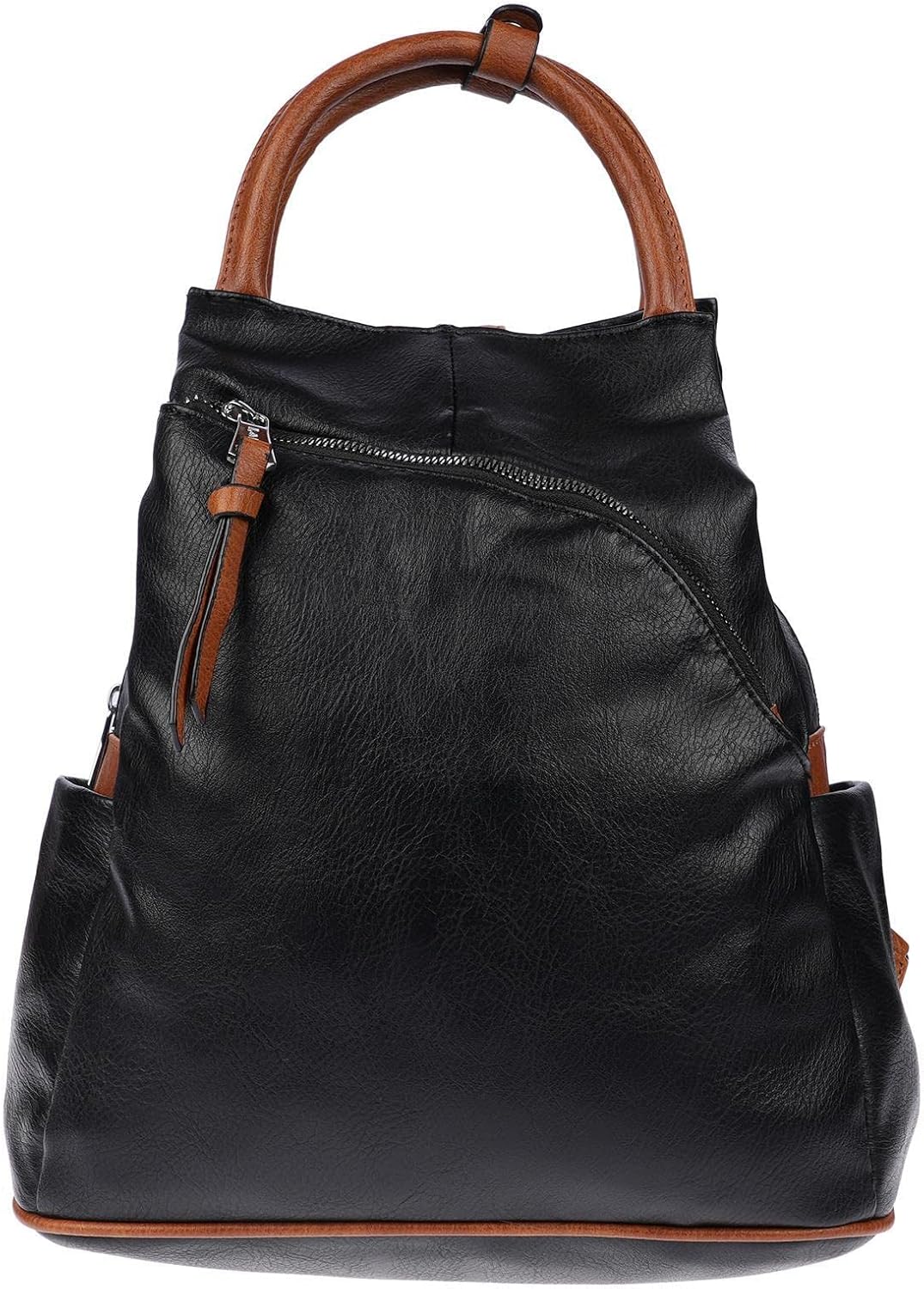 Christian Wippermann grosser Damen City Rucksack Tasche Body Bag Leder Optik Schultertasche Schwarz-