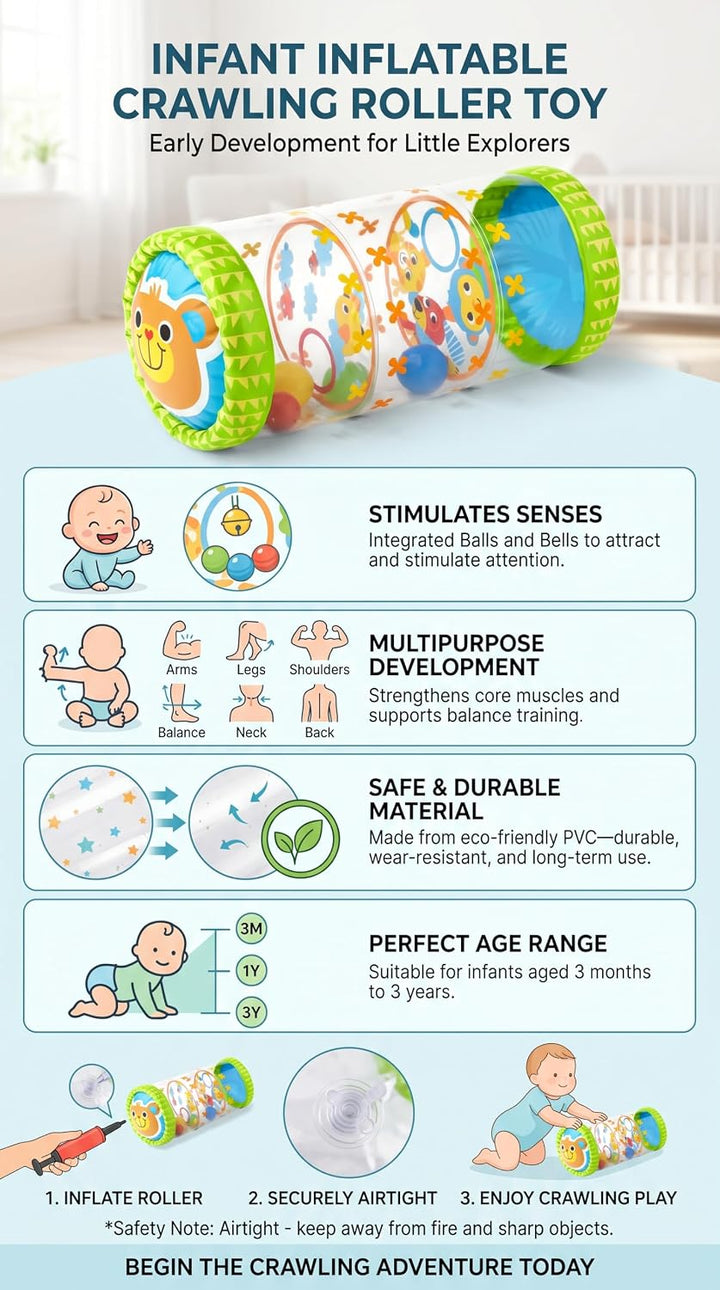 VGEBY Baby-Krabbelroller, Mehrzweck-Roller für die Frühe Entwicklung, Baby-Anfänger-Krabbelspielzeug