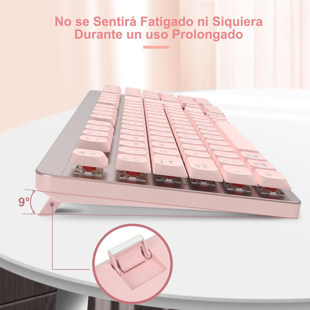 LeadsaiL Mechanische Tastatur mit niedrigem Profil, FA98 Pack kabellose Tastatur und Maus mit rotem