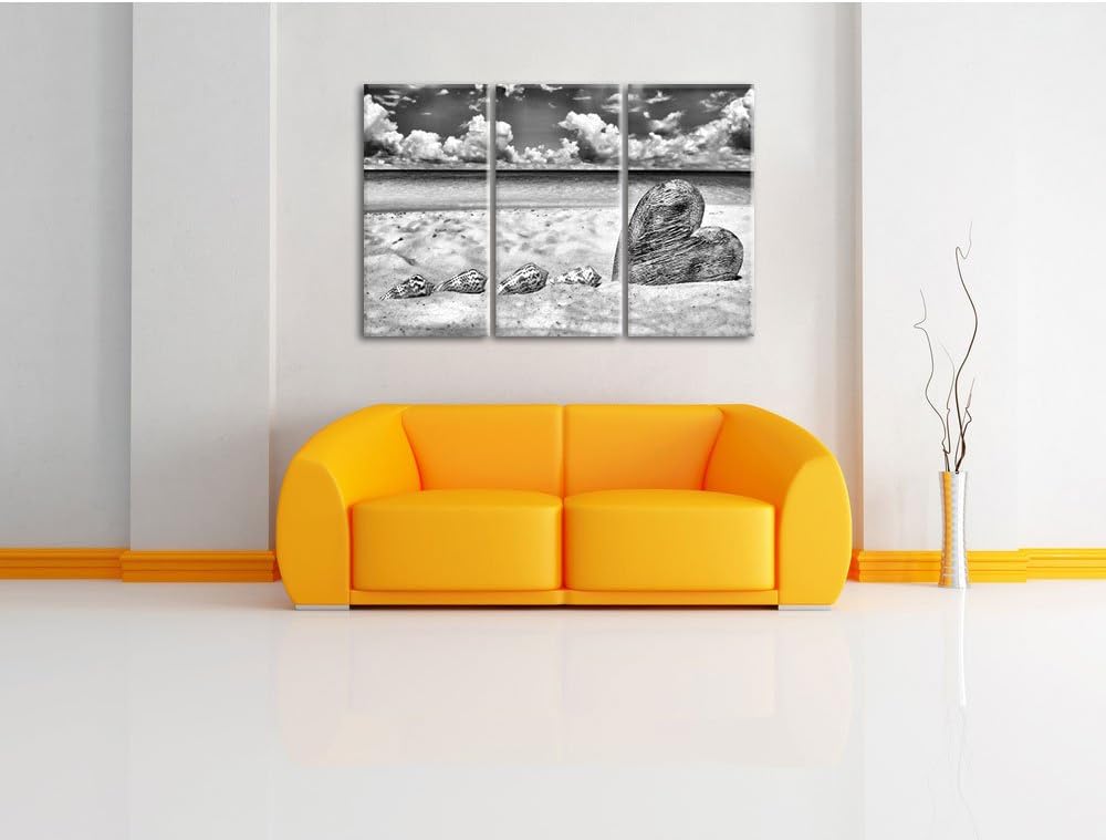 Pixxprint Sandstrand mit Muscheln als Leinwandbild/Grösse: 3 Teilig (120x80) / Wandbild/Kunstdruck/f