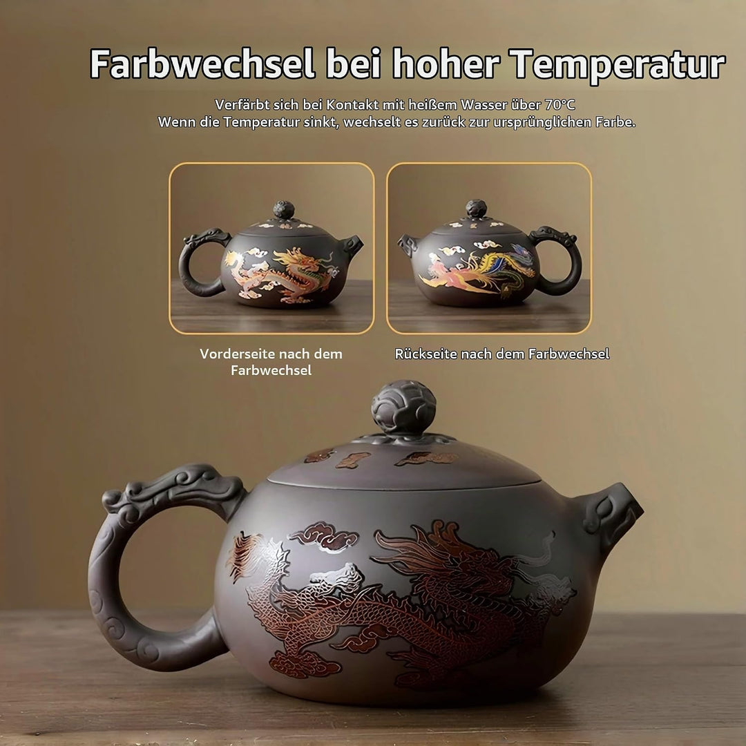 Yixing Zisha Teekanne Set 450ML, Chinesische Farbwechselnde Teekannen Ton mit Geschenkbox, Gross Kun
