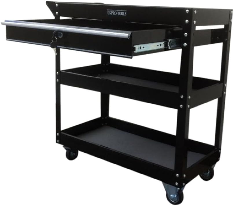US PRO TOOLS Werkzeug Warenkorb Werkzeug Trolley Workstation Tool Box Cabinet schwarz glänzend mit a