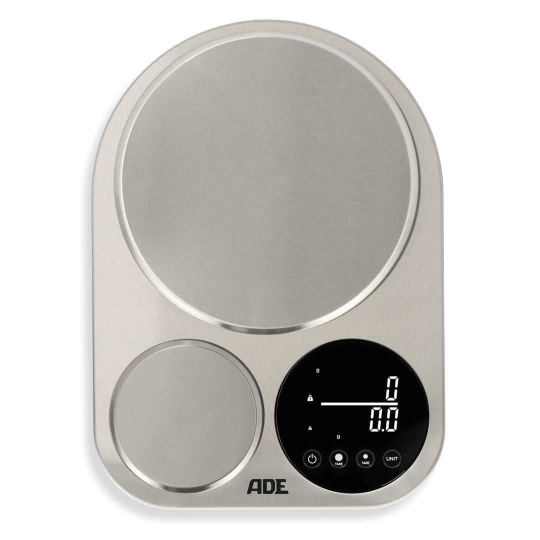 ADE Küchenwaage digital mit 2 Plattformen 5kg/1g & 500g/0,1g | duale Präzisionswaage auf 0,1g genau