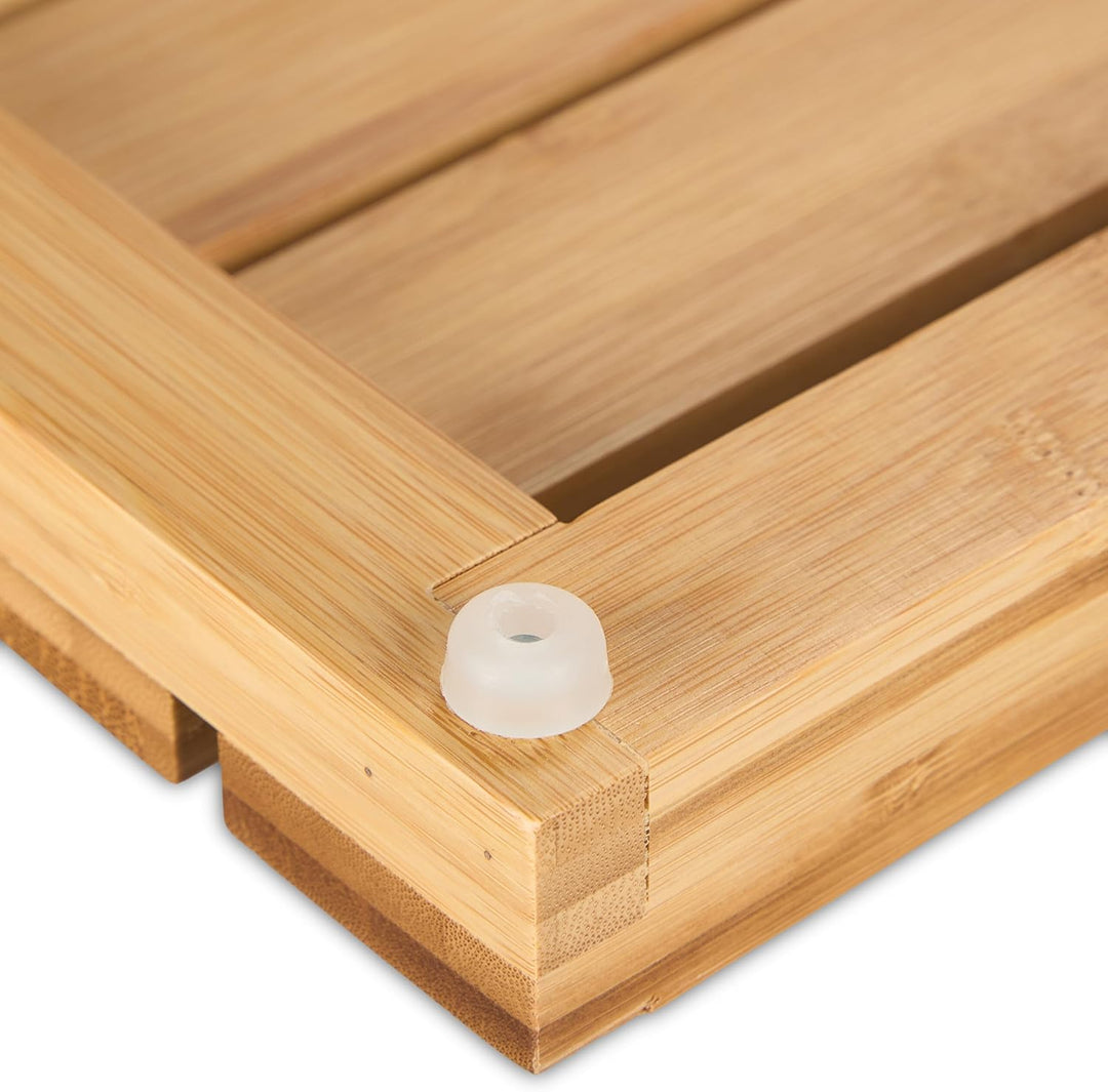 Relaxdays Bambus Badematte, 61 x 40 cm, rutschfeste Duschmatte für Badewanne, Dusche, Sauna, Indoor