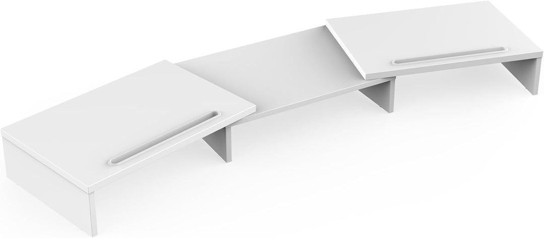 FITUEYES Dual Monitor Ständer Holz Farbe Holz drehbar Länge Verstellbar mit Halteschlitz für Smartph