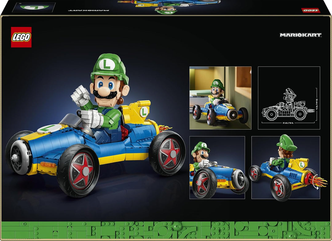 LEGO Super Mario: Mario Kart: Luigi & Turboflitzer - Nintendo Figur und Auto Modellbau für Erwachsen