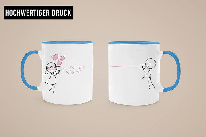 Trendation - Fernbeziehung Geschenk Tassen Set Partner Liebe Geschenk für Freundin Freund Liebesgest