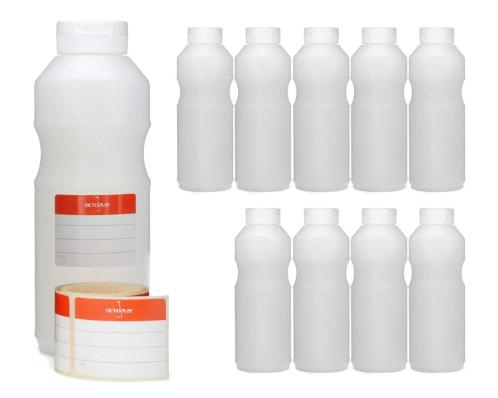 Octopus 10x 500 ml Quetschflaschen, Dosierflaschen mit Klappdeckel und Silikonöffnung, Ketchupflasch