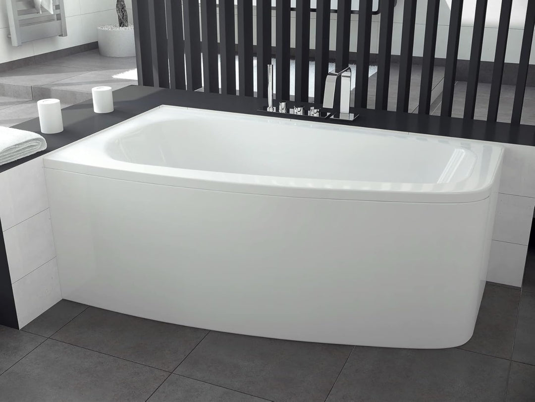 BADLAND Badewanne Original Weiss Acryl Wanne Eckbadewanne LUNA 150x80 Links KOMPLETTSET SET + Füssen