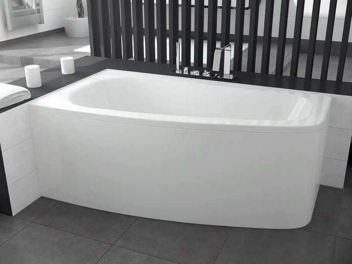BADLAND Badewanne Original Weiss Acryl Wanne Eckbadewanne LUNA 150x80 Links KOMPLETTSET SET + Füssen