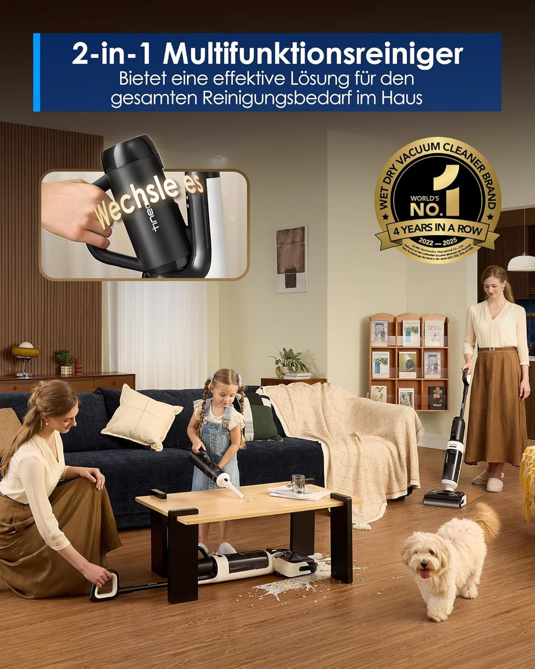 Tineco FLOOR ONE Switch S6 Stretch Breeze (Stretch S6 Combo) 2-in-1 Nass Trockensauger Staubsauger,