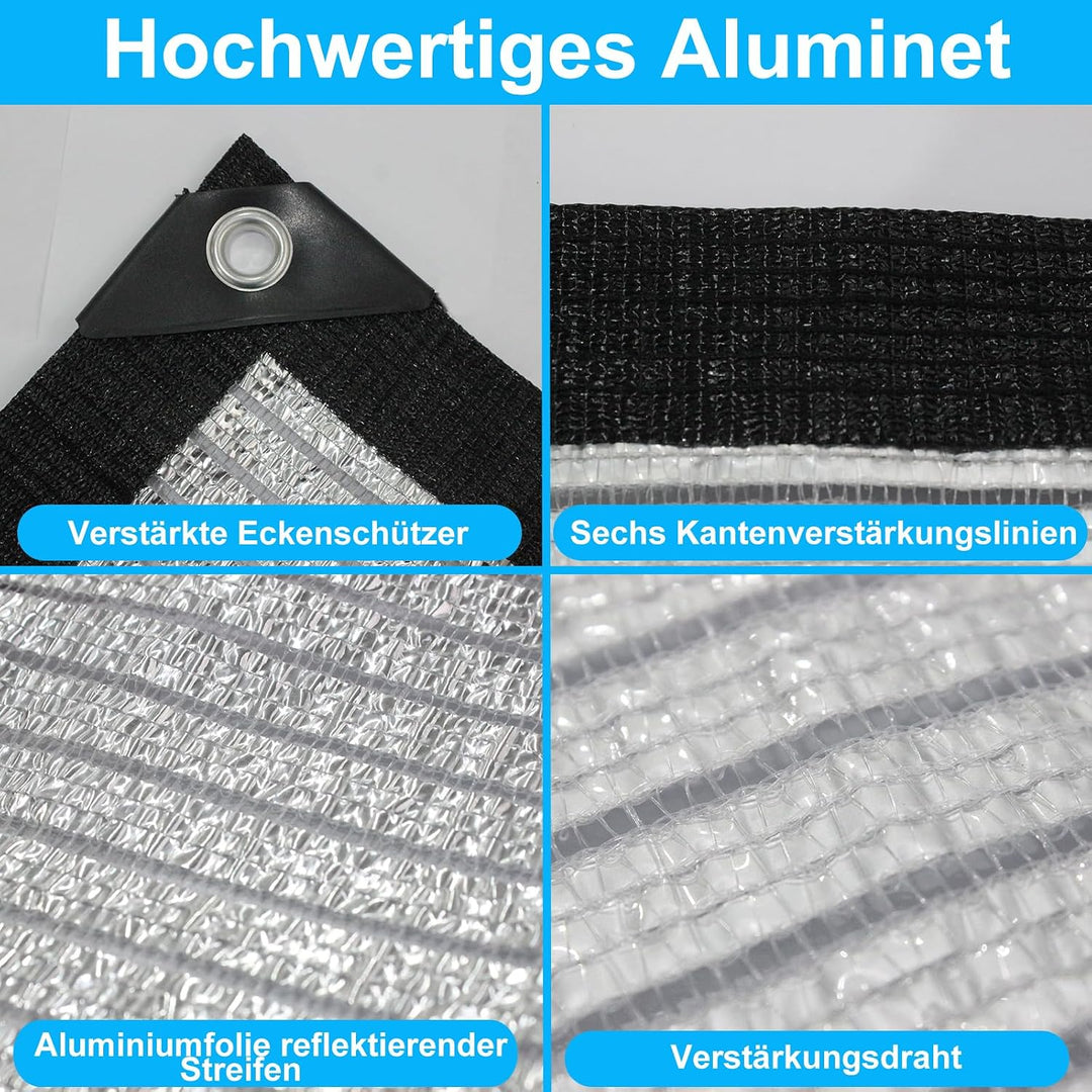 BeGrit Schattennetz Auto Hund 75% Alu Hitzeschutz mit Ösen 2m x 2m UV Luftdurchlässiges Sonnennetz A