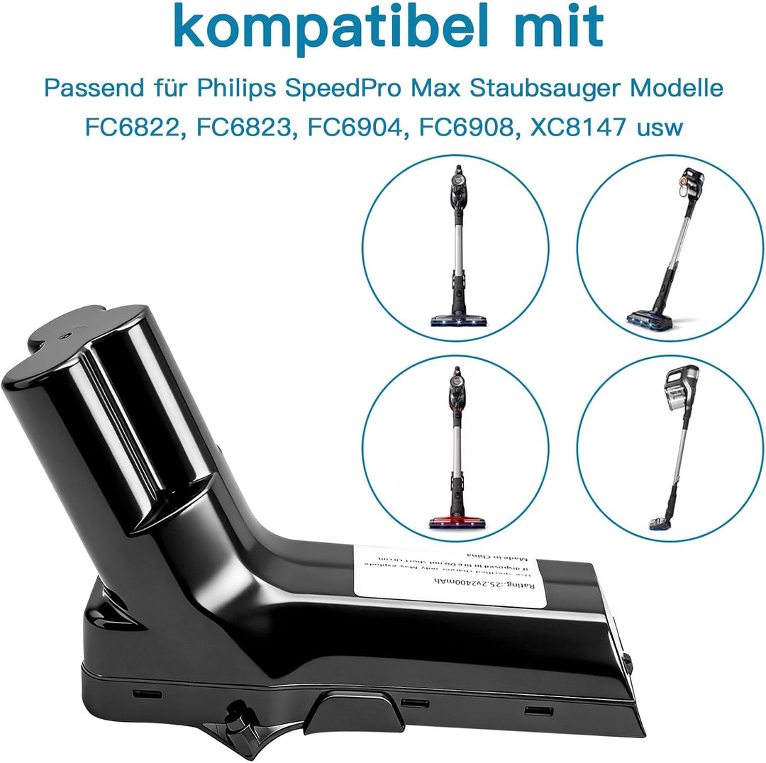 Ersatzakku für Philips Staubsauger, kompatibel mit den kabellosen Handstaubsaugern der Serien FC6822