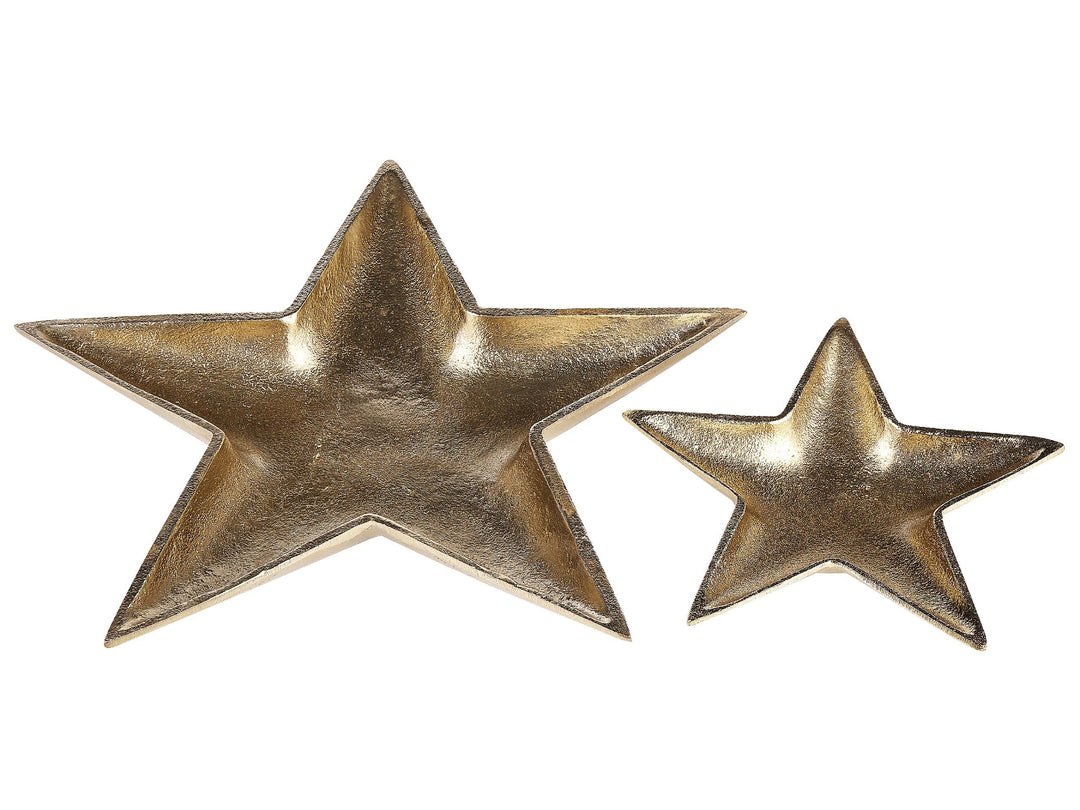 Dekoschale Aluminium gold Sternform 2er Set Dekotablett Dekoration Banten