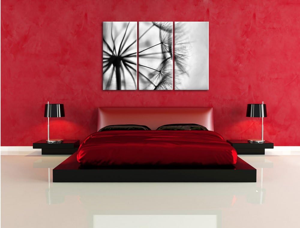 Pixxprint Weisse Pusteblumen als Leinwandbild/Grösse: 3 Teilig (120x80) cm/Wandbild/Kunstdruck/ferti