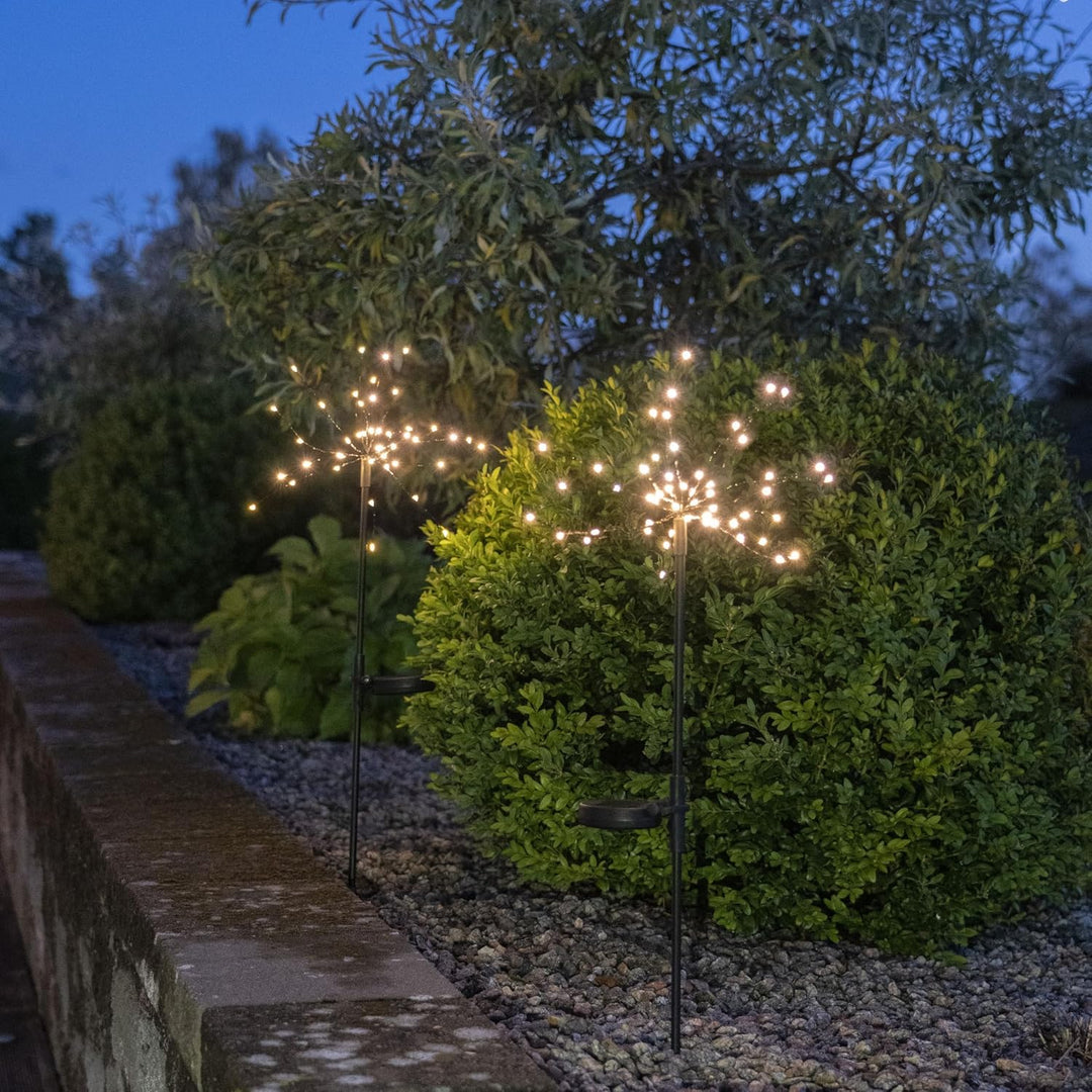 Star Trading 481-91 LED-Solar-Dekoration "Firework", 2er Pack schwarz, je 45 warmwhite LED, ca. 25x6