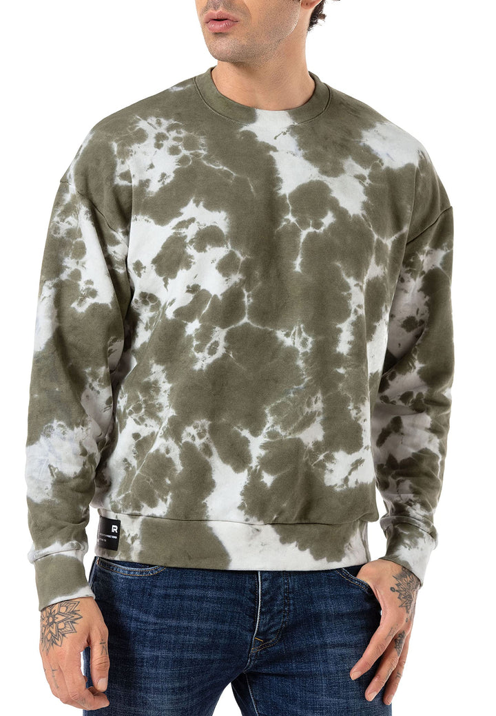 Redbridge Sweatshirt Herren Rundhals Pullover Batik S Grün, S Grün