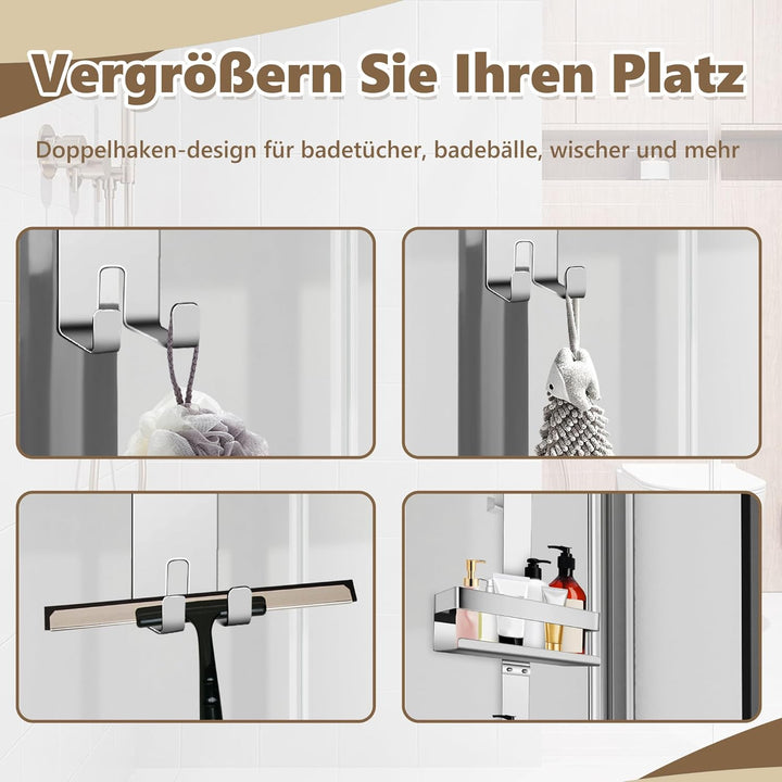 Duschablage zum Hängen, 2-stöckig Duschregal Edelstahl Ohne Bohren, Duschkorb für Badezimmer, Shampo